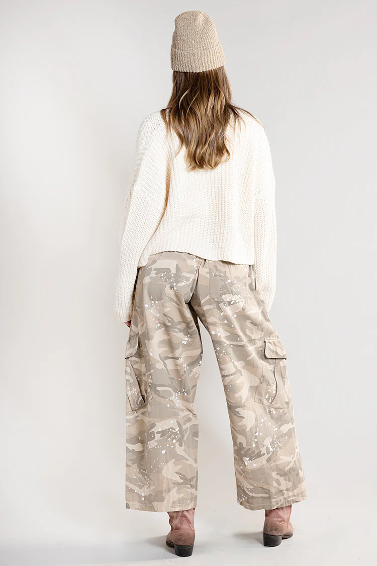 Baggy Fit Camo Pants with Paint Splatter Detail