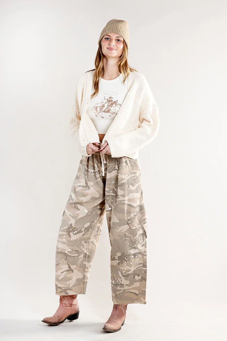 Baggy Fit Camo Pants with Paint Splatter Detail - Image 6