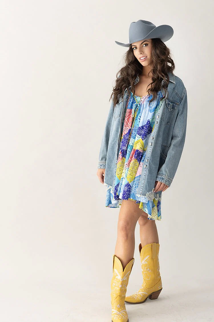 Bandana Print Chiffon Mini Dress - Image 3