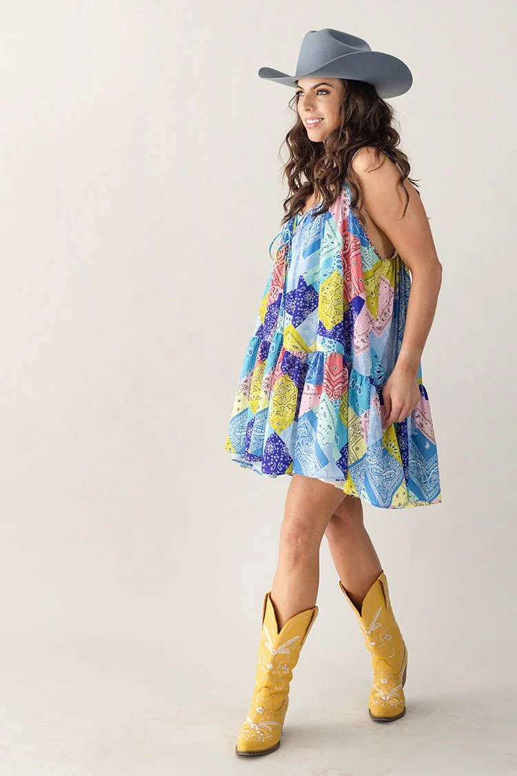 Bandana Print Chiffon Mini Dress - Image 5