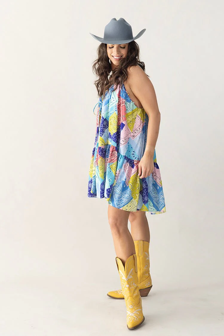 Bandana Print Chiffon Mini Dress - Image 6