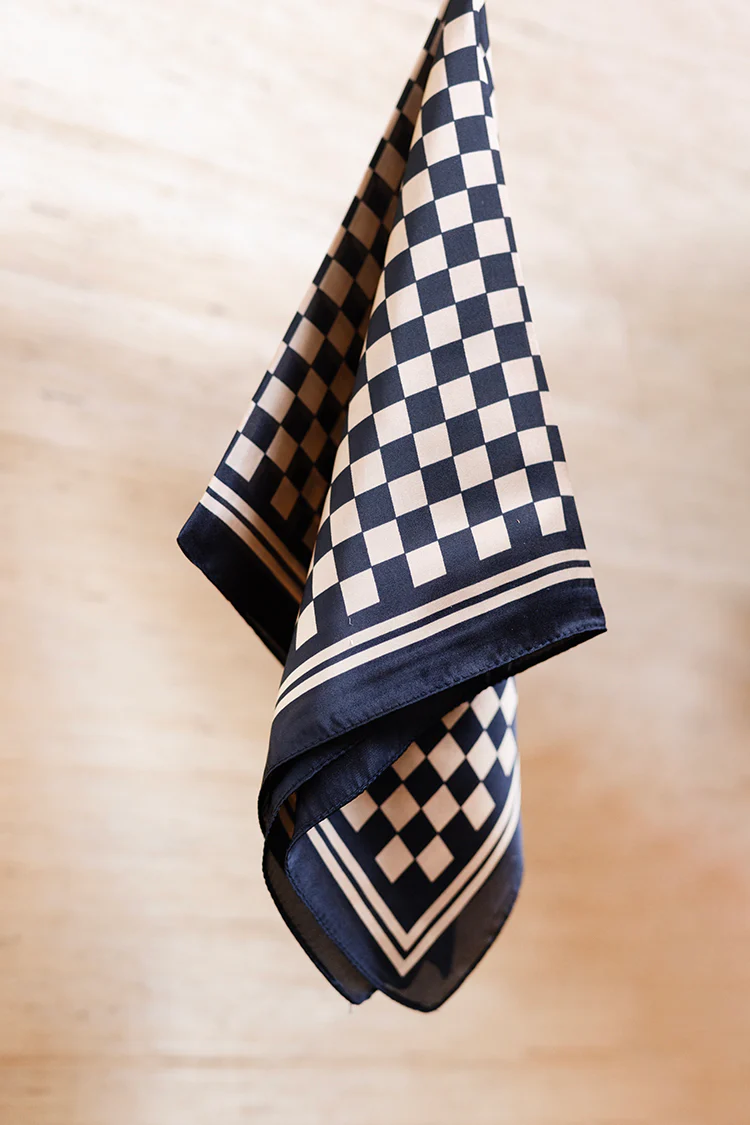 Beige and Black Checkered Scarf