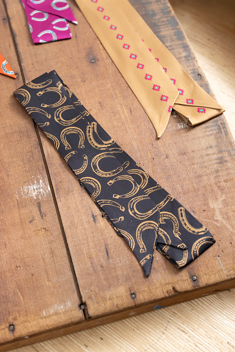 Black Horseshoe Print Twilly Scarf - Image 5