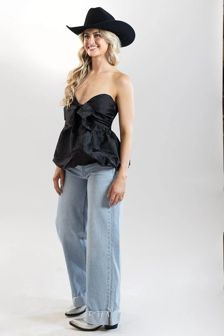 Bow Bubble Hem Strapless Top - Image 5