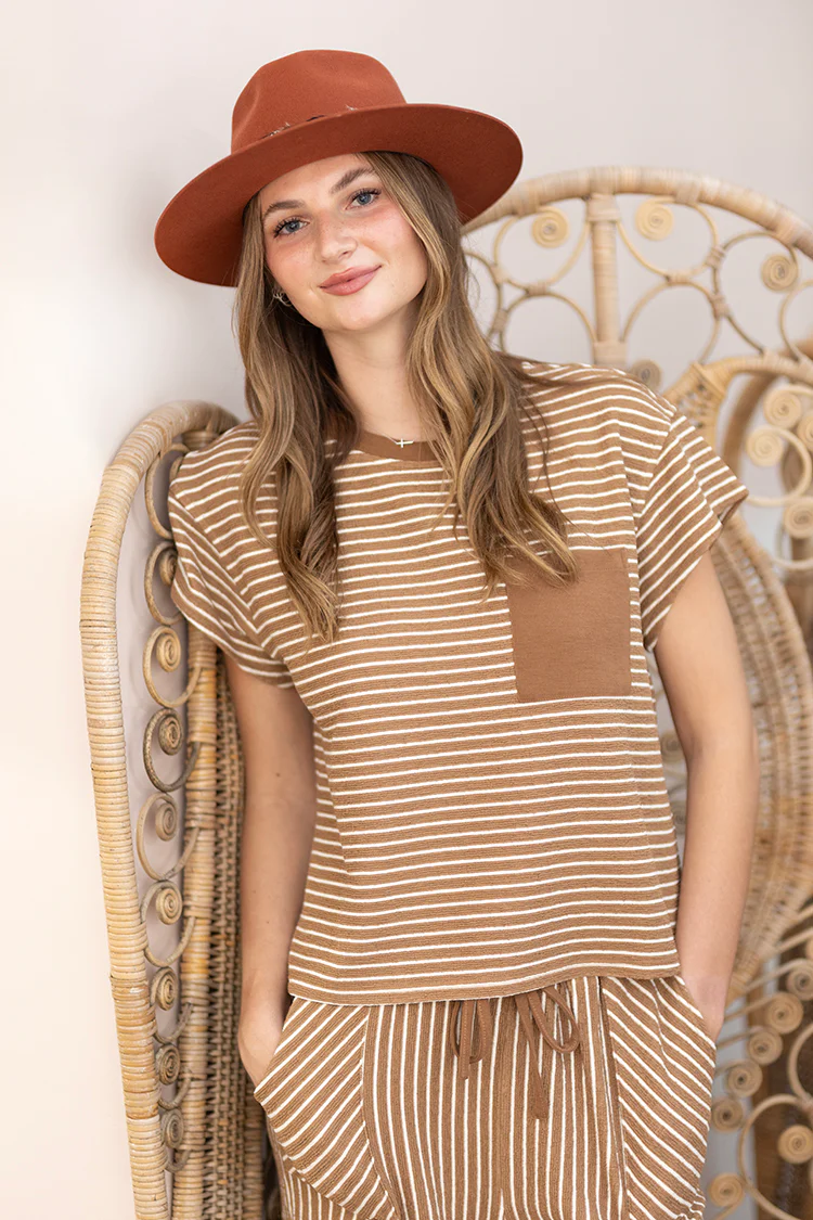 Camel Striped Lounge Shirt