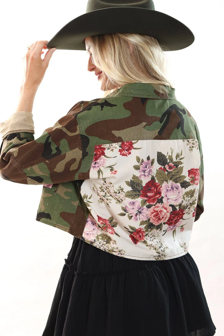 Camo and Floral Cropped Jacket
