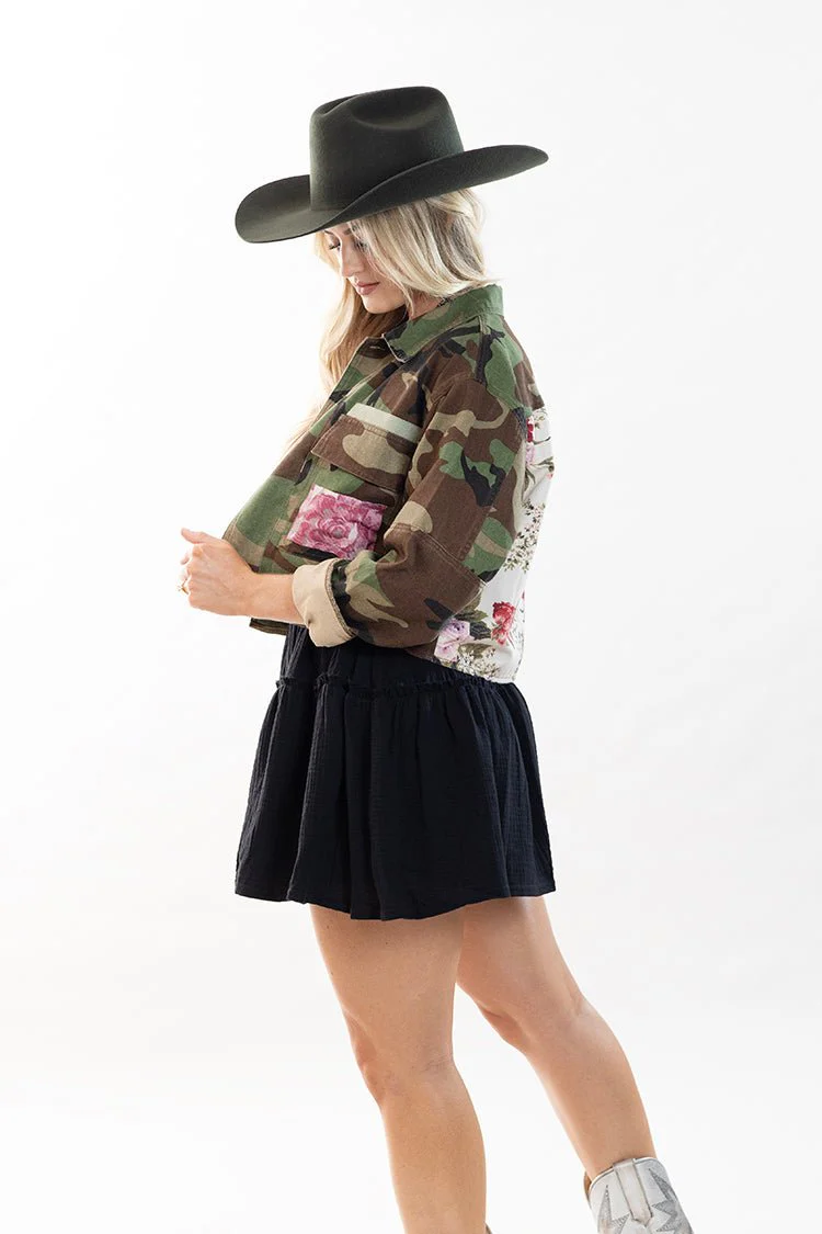 Camo and Floral Cropped Jacket - Image 5