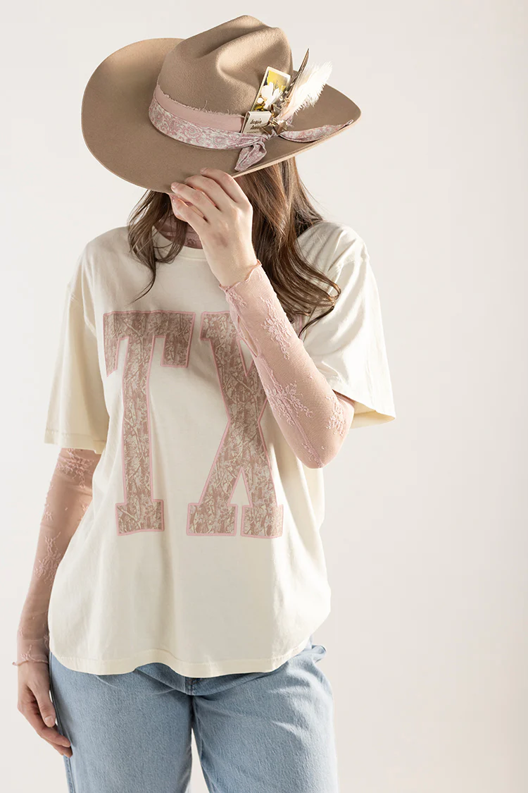 Camo and Pink TX Graphic T-Shirt - Ivory