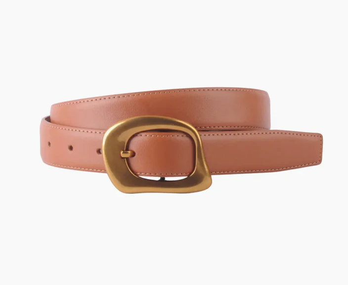 Classic Belt with Asymmetrical Buckle - Brown - Image 3
