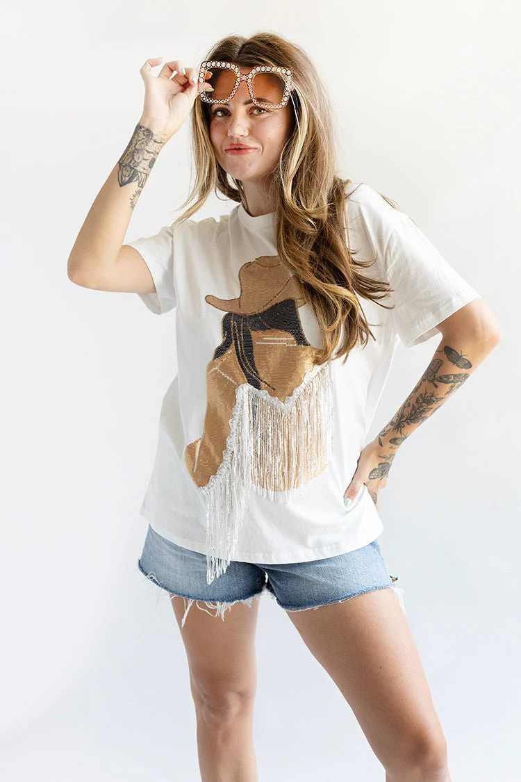 Cowgirl with Black Hair Bling Top - Image 5