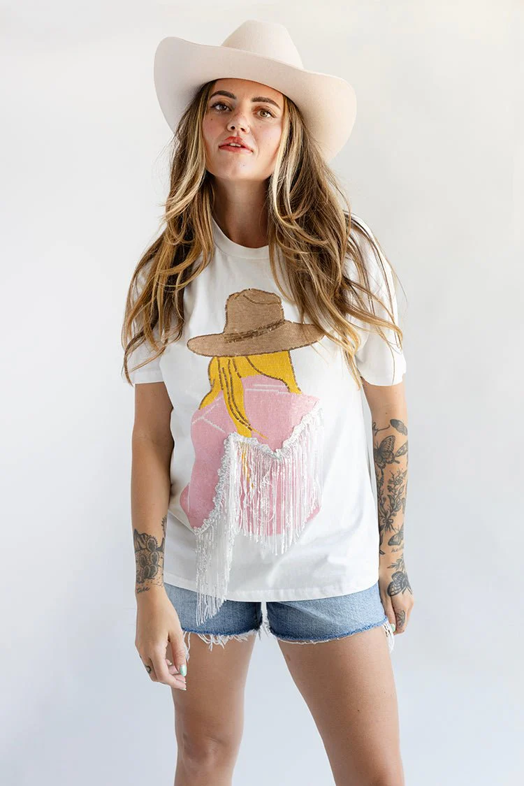 Cowgirl with Blonde Hair Bling Top - Image 5