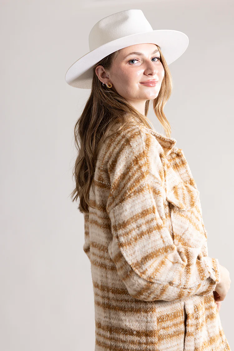 Cream Checked Longline Coat - Image 5