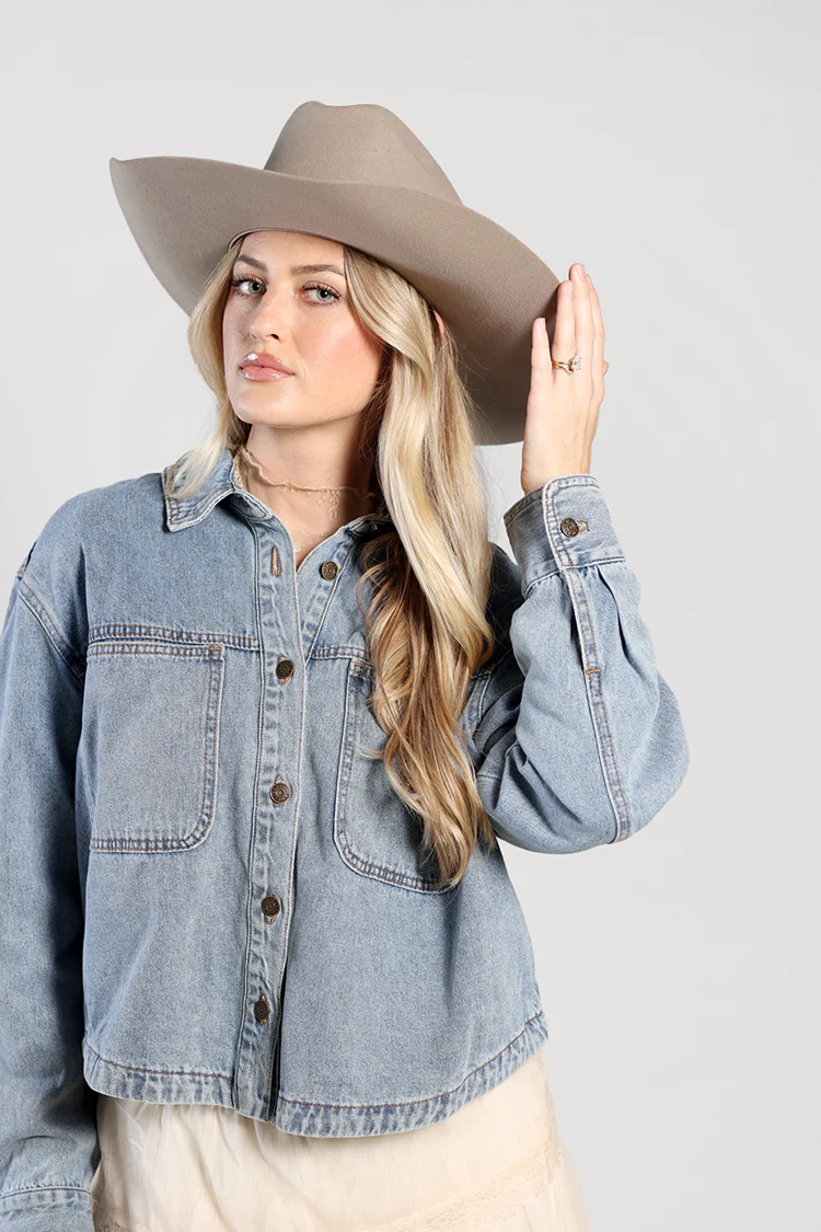 Cropped Denim Shacket