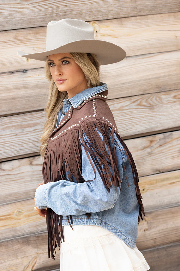Cropped Denim Shacket - Image 9