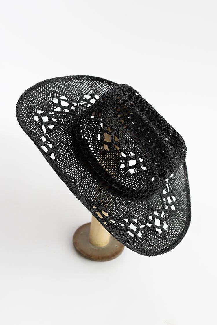 Dallas Straw Cowboy Hat - Black - Image 3