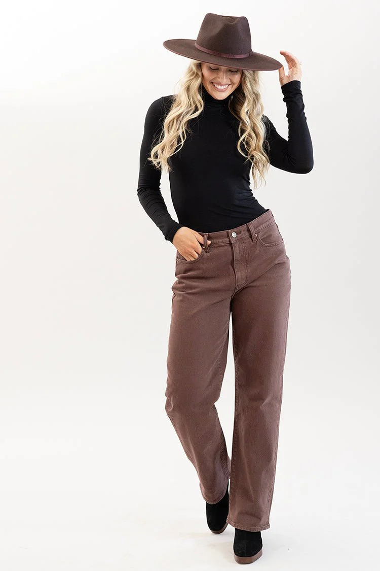 Dark Brown Straight Leg Baggy Fit Jeans - Image 2