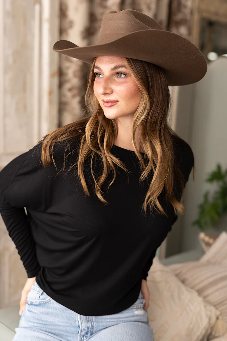 Dolman Long Sleeve Top - Black
