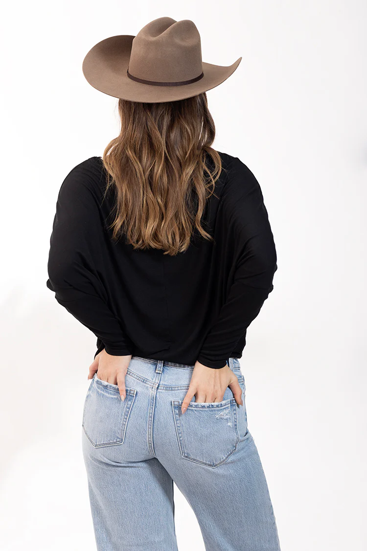 Dolman Long Sleeve Top - Black - Image 4