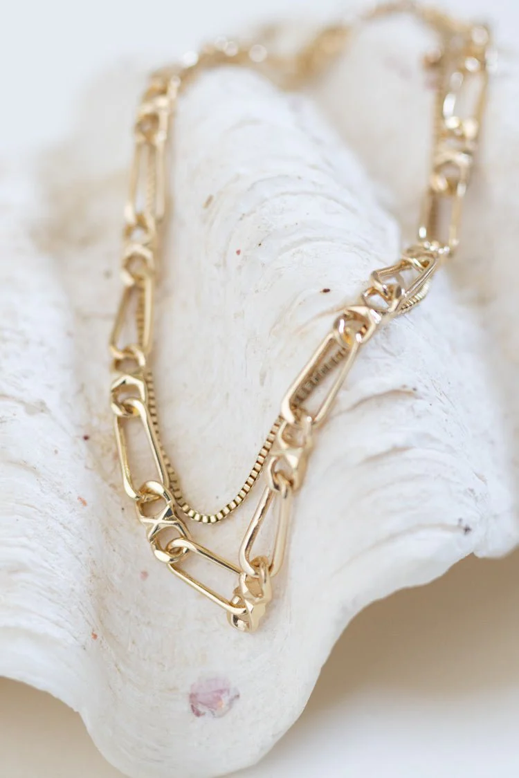 Double Link Gold Necklace