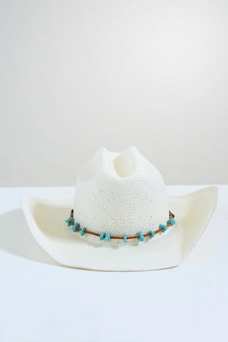 Double Wrap Turquoise and Leather Hat Band
