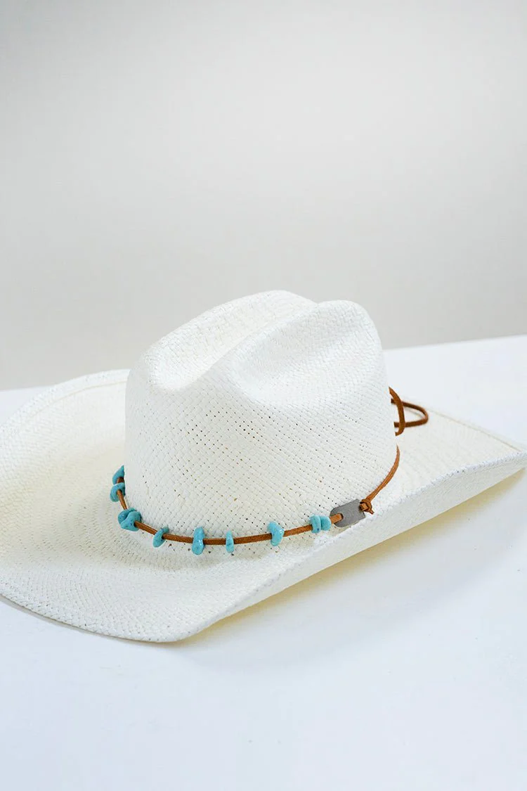 Double Wrap Turquoise and Leather Hat Band - Image 4