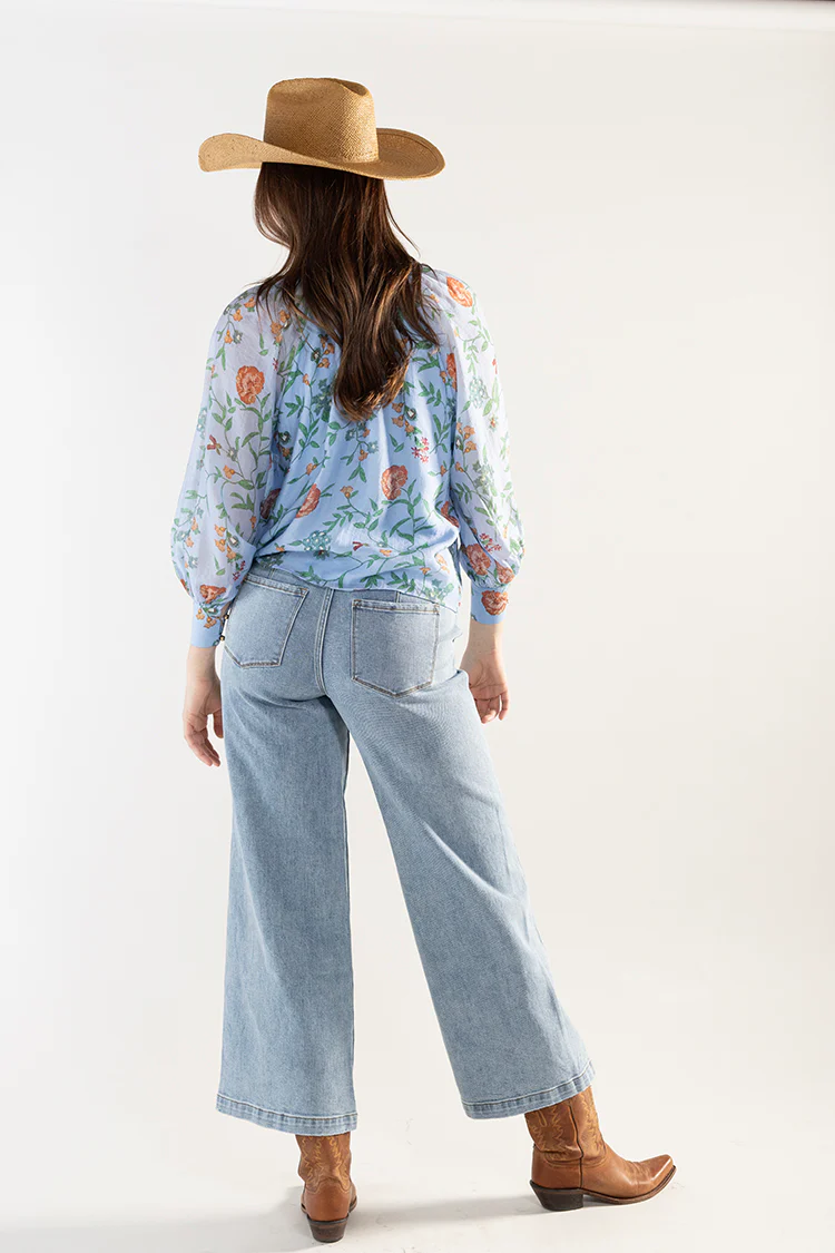Floral Long Sleeve Blouse with Neck Tie - Image 7