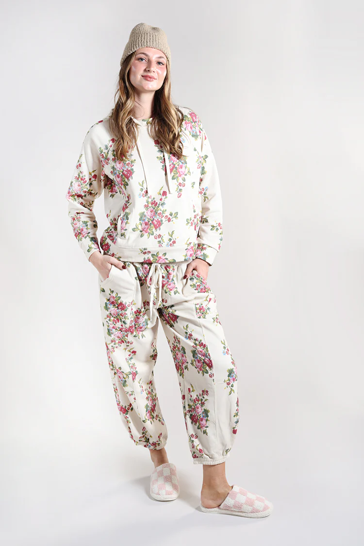 Floral Printed French Terry Hoodie - Image 3