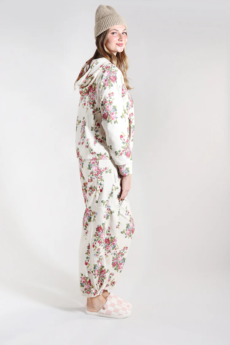 Floral Printed French Terry Hoodie - Image 6