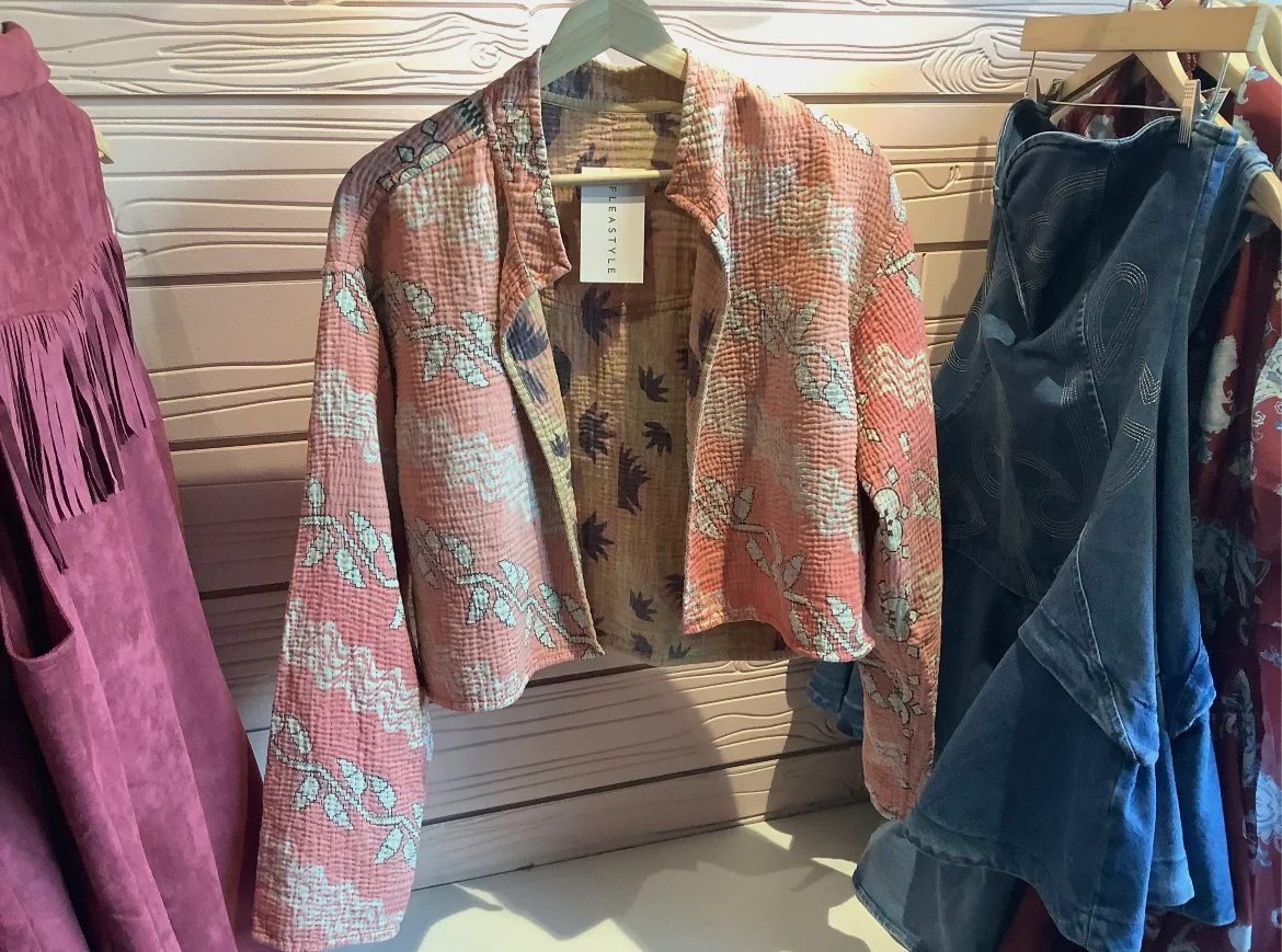 Fringe Kantha Long Sleeve Cropped Jacket - Image 2
