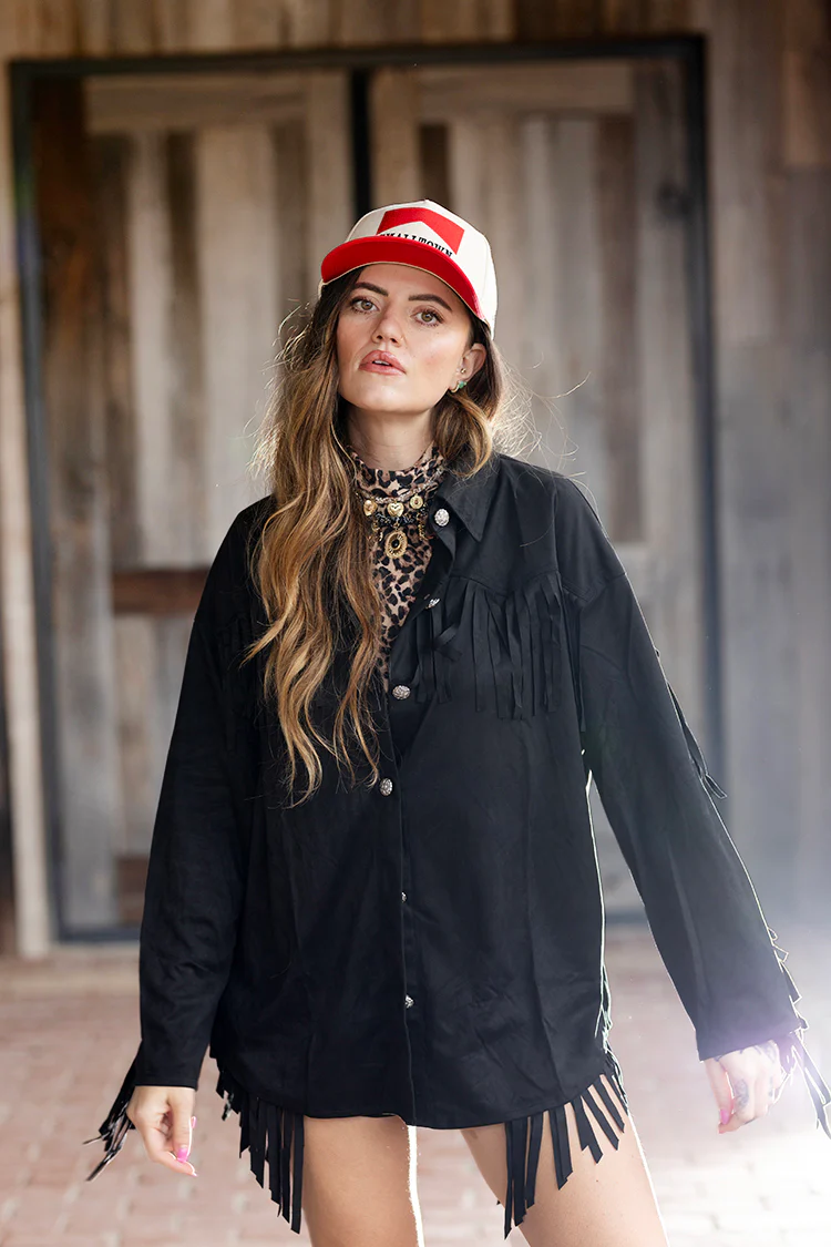 Fringe Western Shacket - Black - Image 12