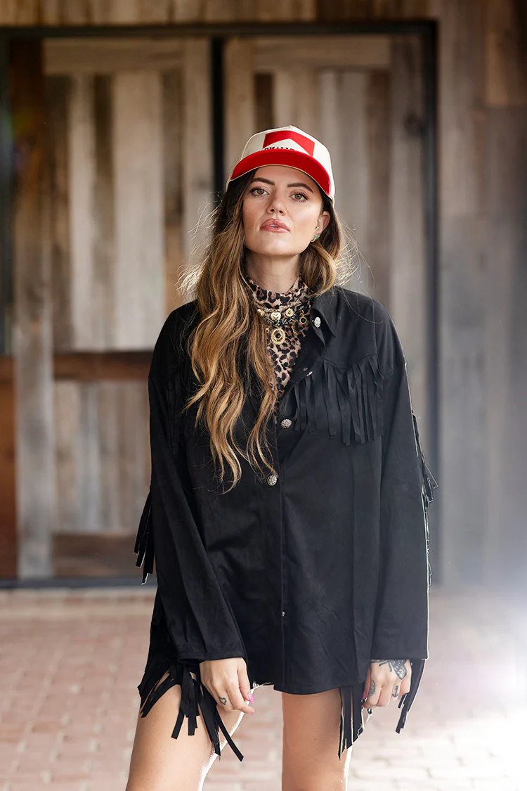 Fringe Western Shacket - Black - Image 14