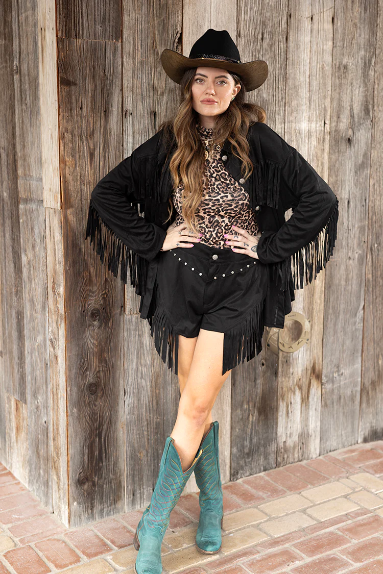 Fringe Western Shacket - Black - Image 16