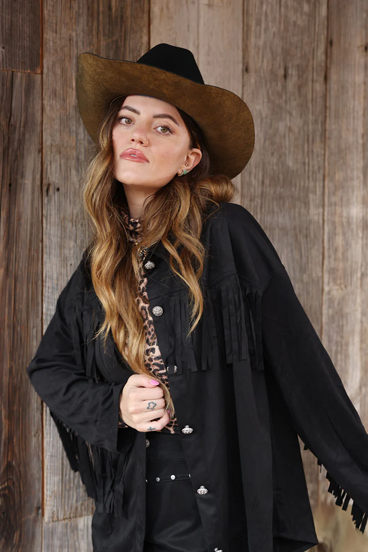 Fringe Western Shacket - Black - Image 5