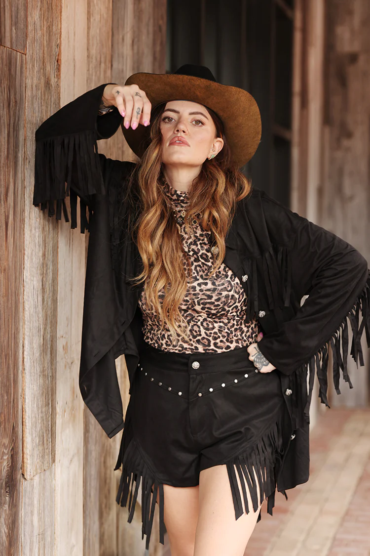 Fringe Western Shacket - Black - Image 6