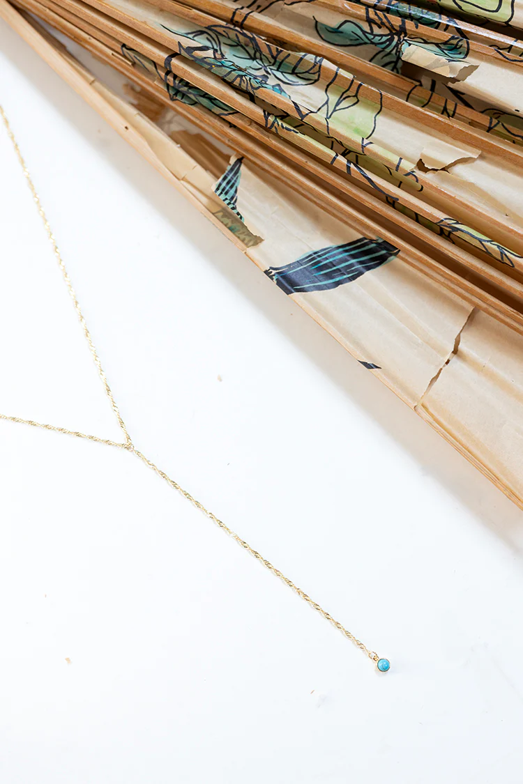Gold and Turquoise Lariat Necklace