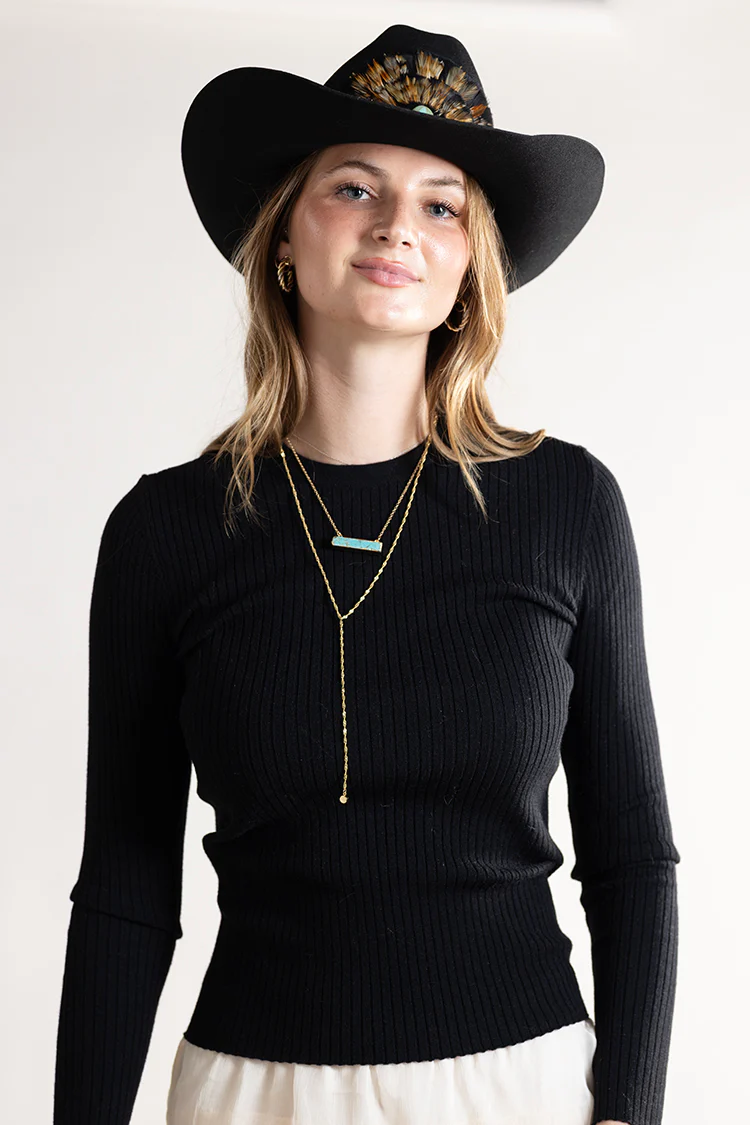 Gold and Turquoise Lariat Necklace - Image 5