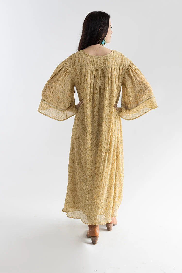 Golden Floral Midi Dress - Image 4