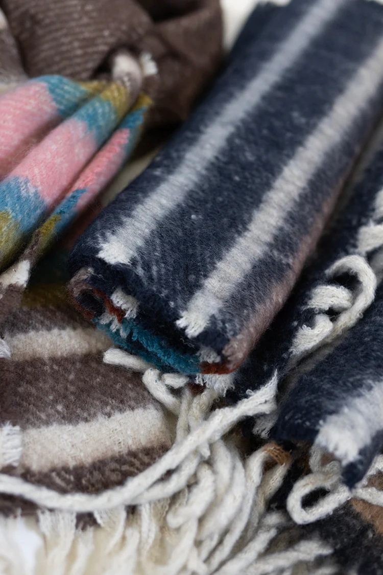 Multi Color Stripe Scarf - Gray - Image 5