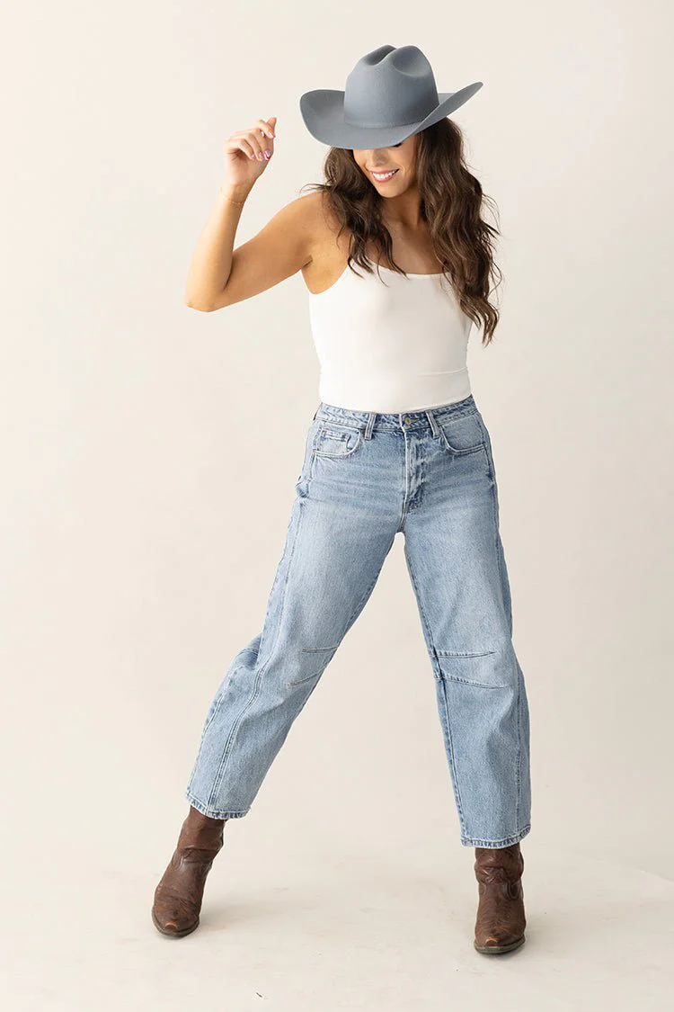 High Rise Denim Barrel Jeans