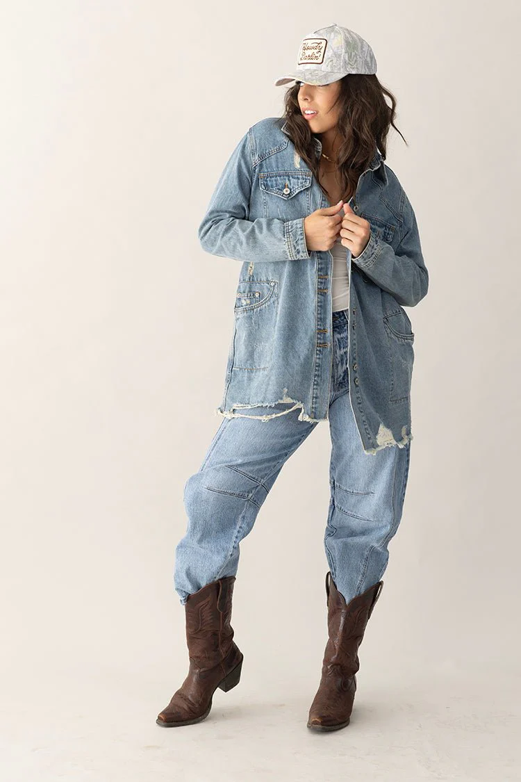 High Rise Denim Barrel Jeans - Image 3