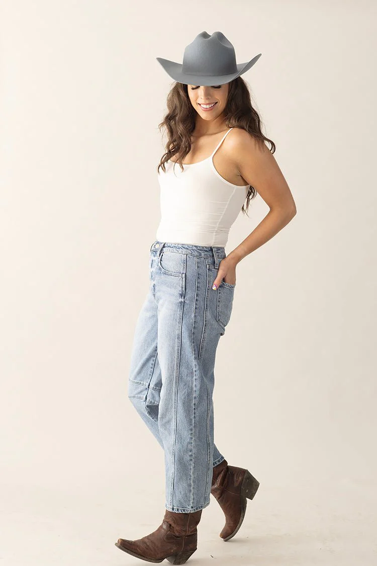 High Rise Denim Barrel Jeans - Image 5