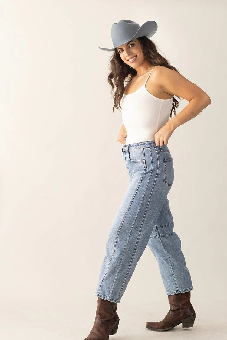High Rise Denim Barrel Jeans - Image 6