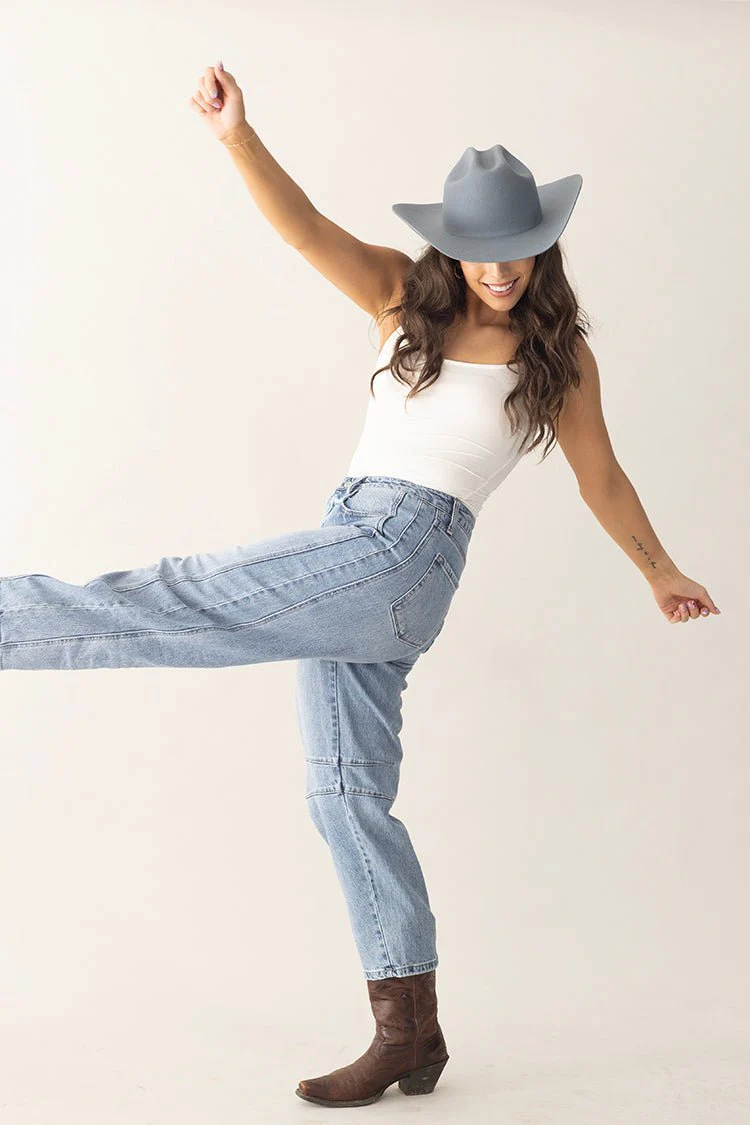 High Rise Denim Barrel Jeans - Image 7