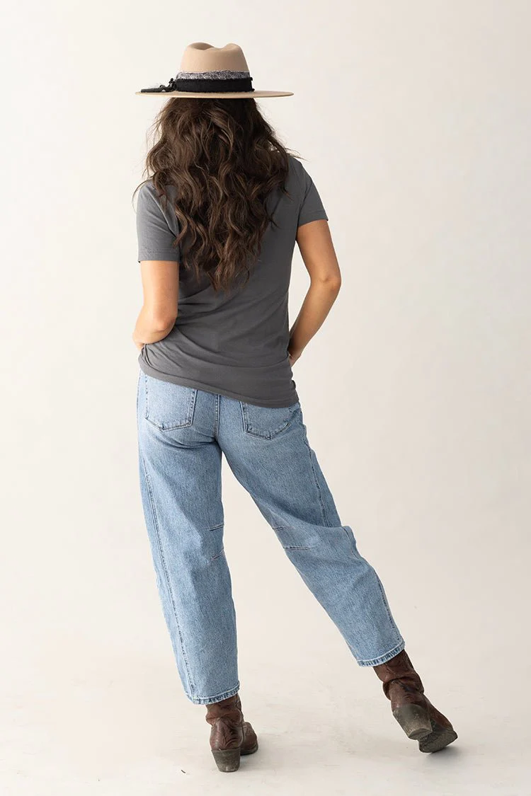 High Rise Denim Barrel Jeans - Image 8