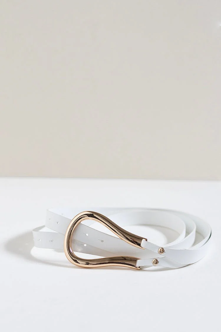 Horseshoe Buckle Faux Leather Belt