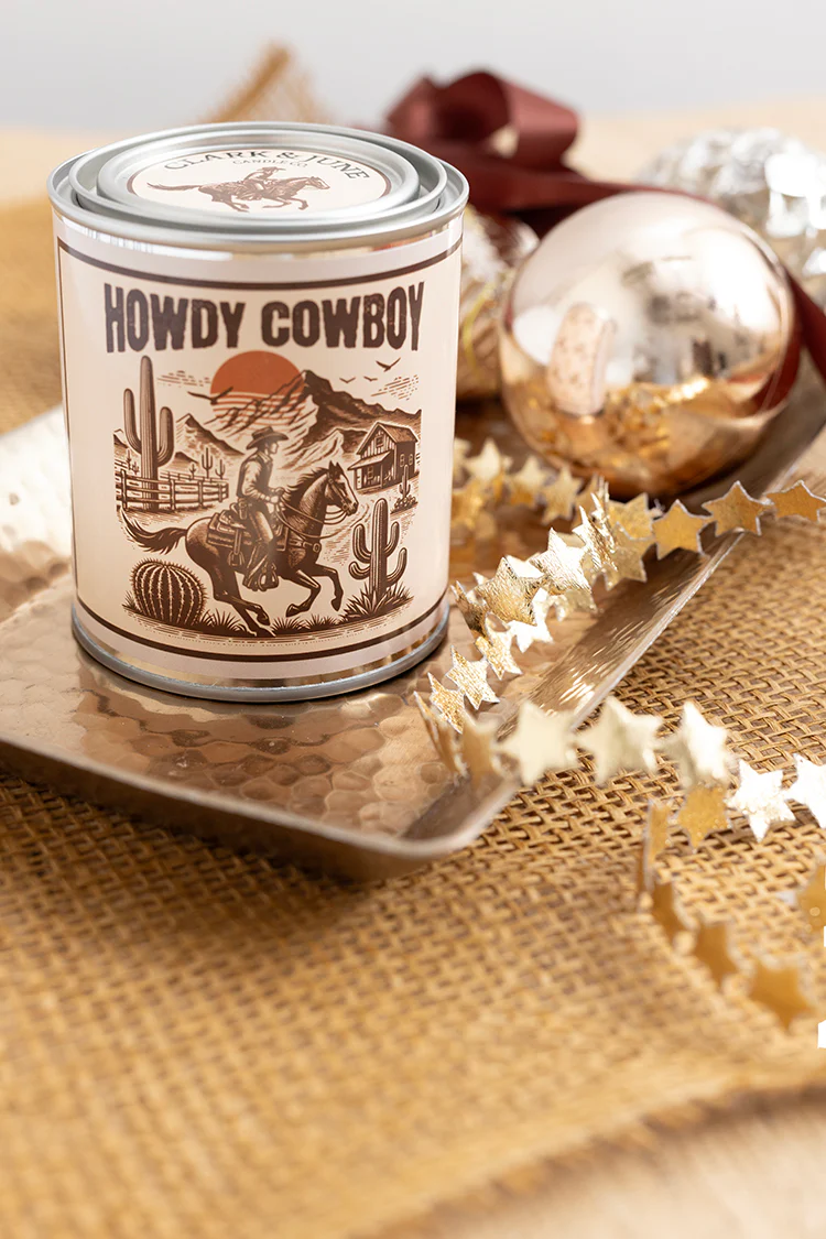 Howdy Cowboy Pint Can Candle