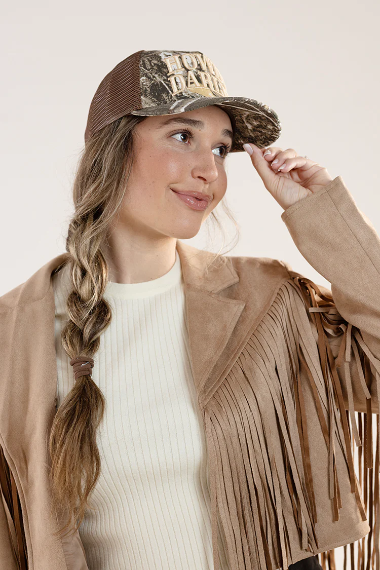 Howdy Darlin' Camo Trucker Hat - Beige - Image 5