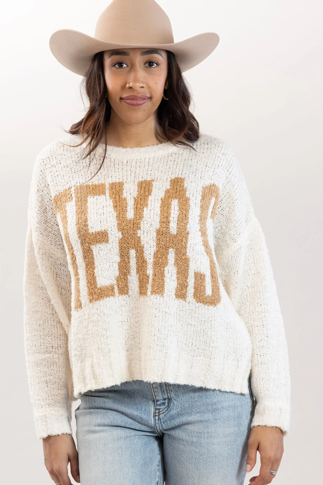 Ivory Texas Chunky Knit Long Sleeve Sweater - Image 3