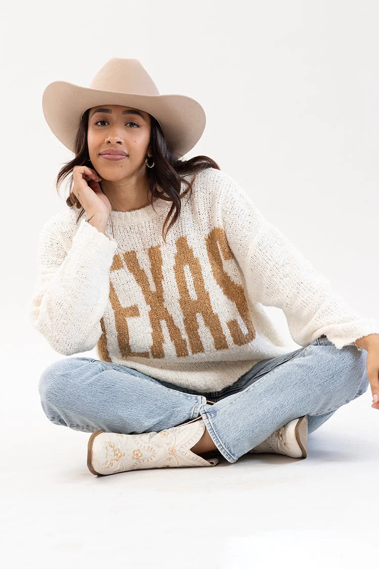 Ivory Texas Chunky Knit Long Sleeve Sweater - Image 4