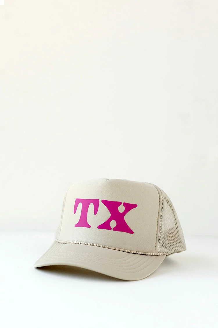 Khaki and Pink "TX" Trucker Hat - Image 3